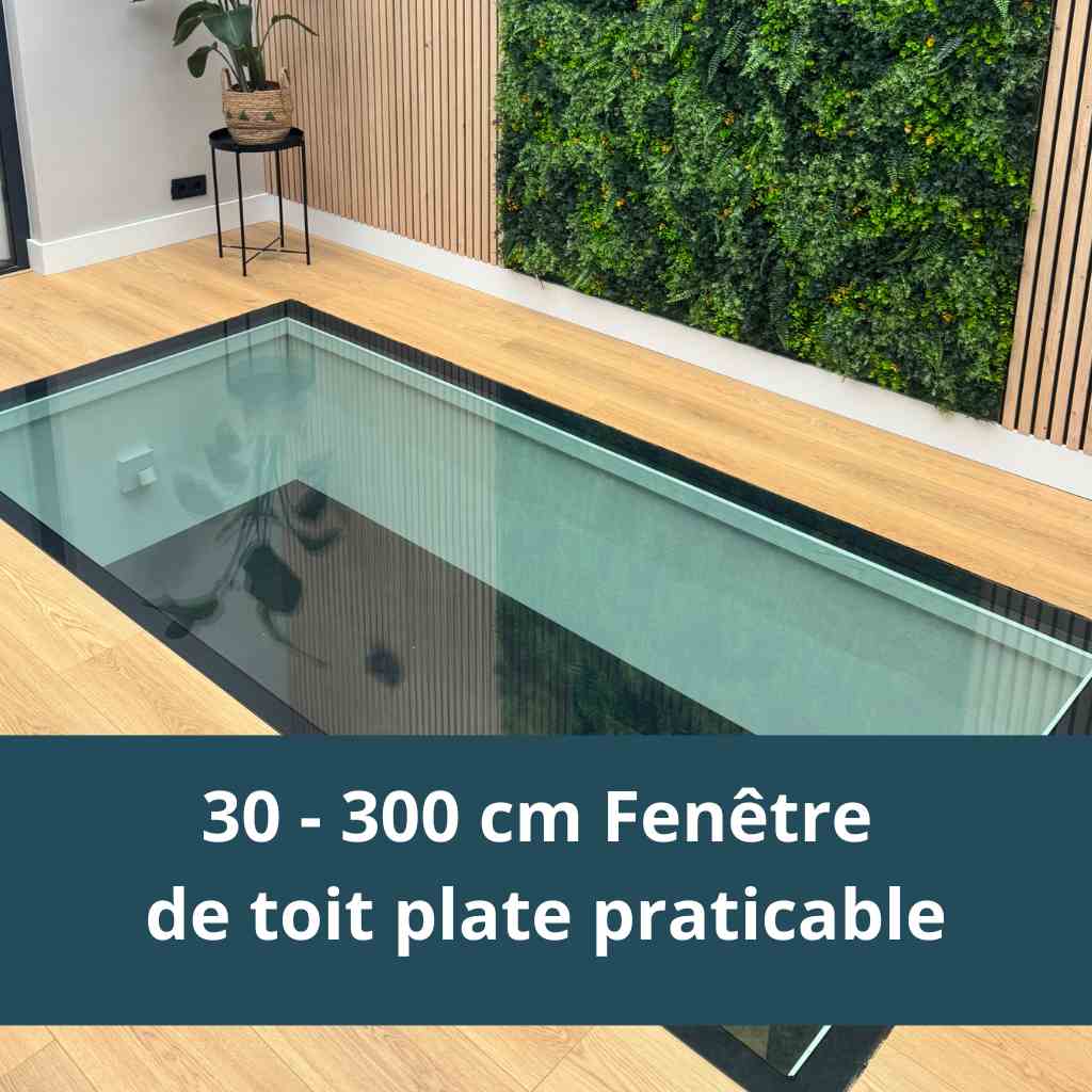 30 - 300 cm Fenêtre de toit plate praticable