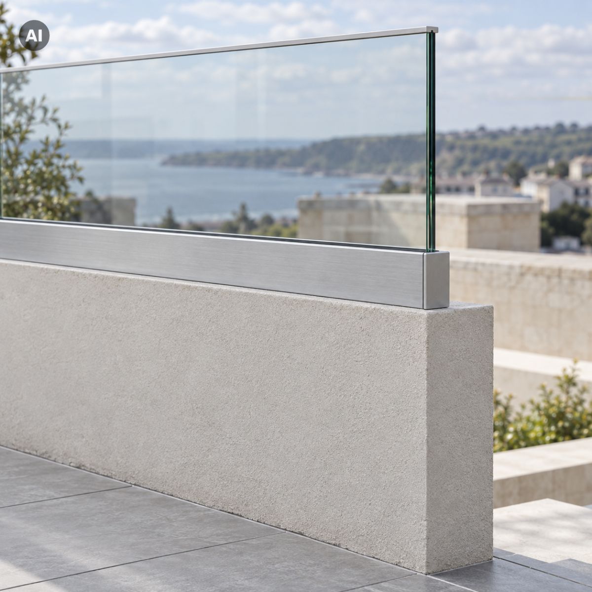 Garde-corps en verre SV55 UTM à fixation au sol – Système à cales