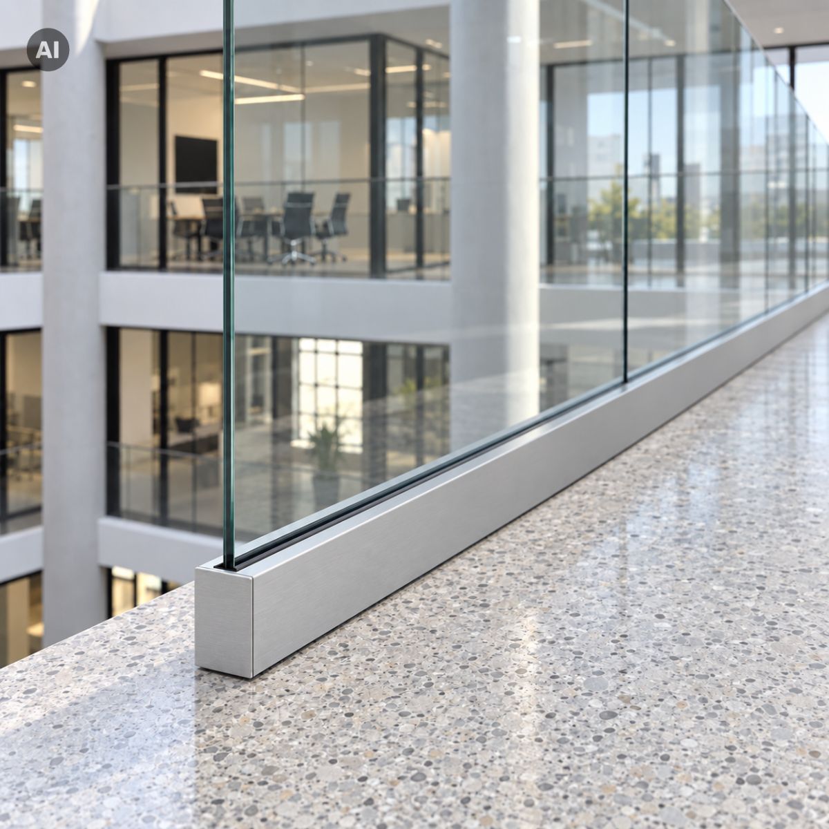 Garde-corps en verre SV75 UT à fixation au sol – Système réglable