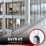 Garde-corps en verre SV75 UT à fixation au sol – Système réglable